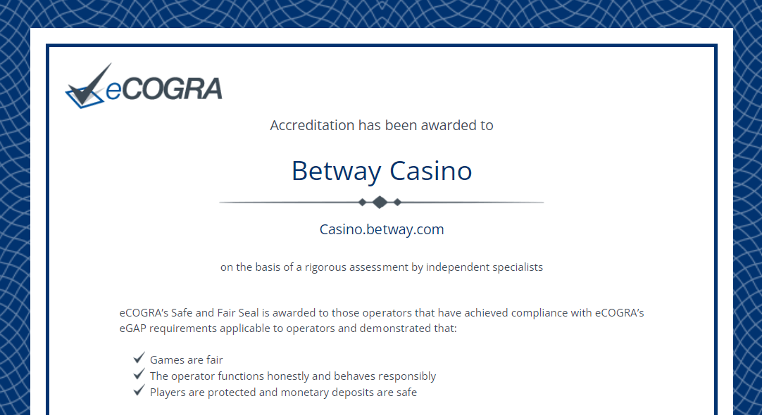 betway casino license