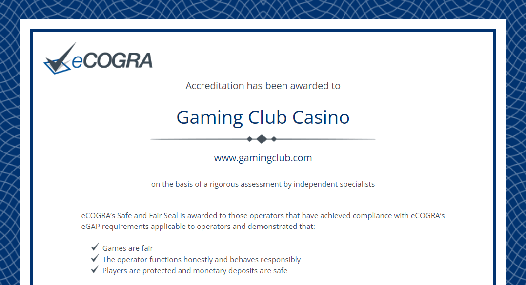 gaming club casino license