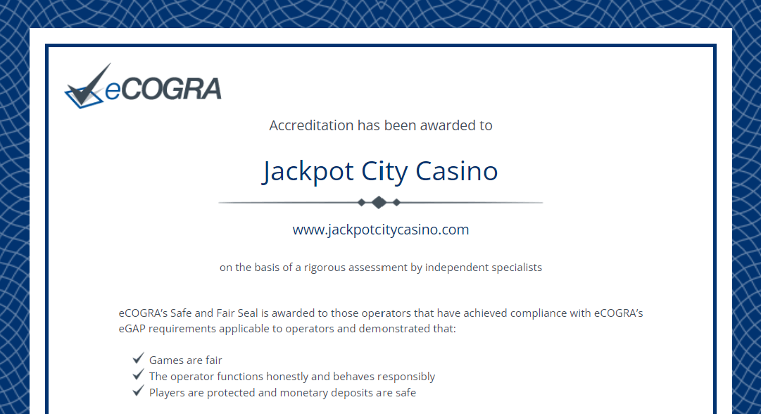 jackpotcity casino license