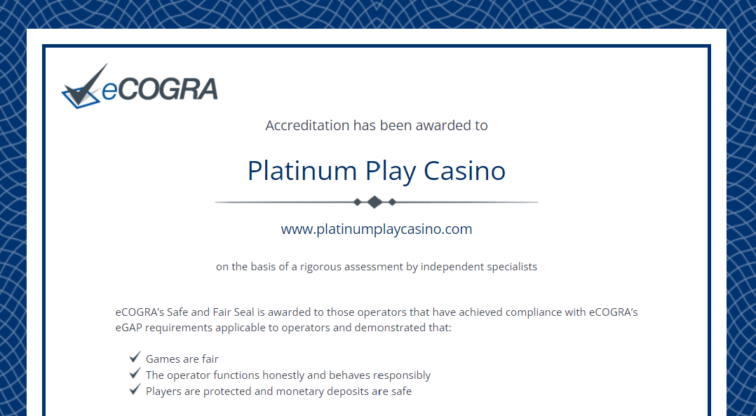 platinum play casino license