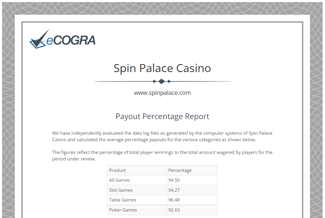 spin palace casino security
