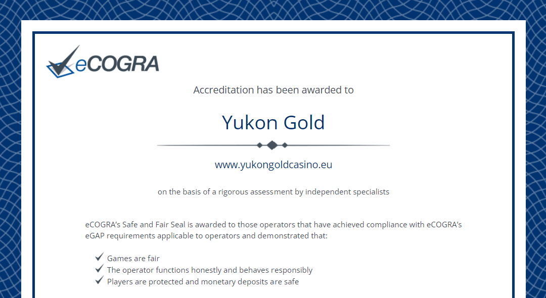 yukon gold casino license